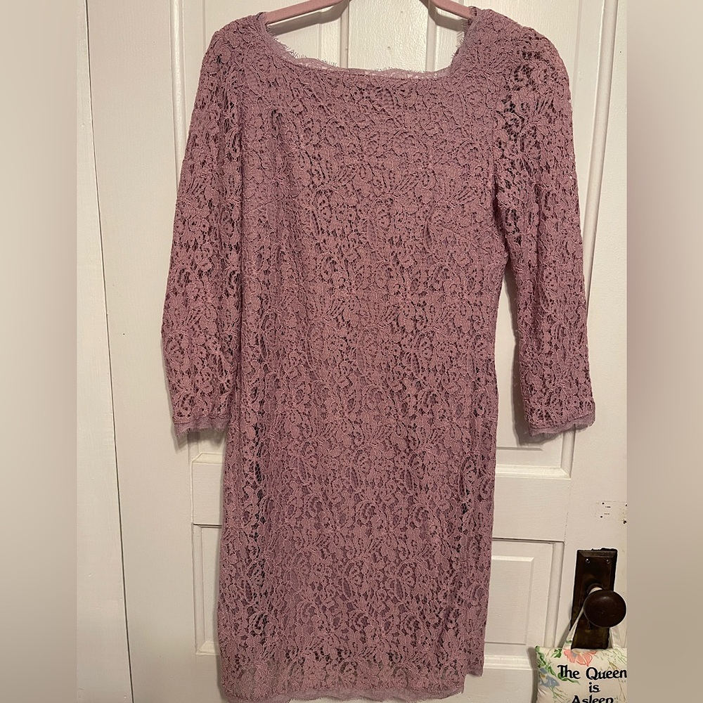 Adrianna Papell Mauve Lace Mini Dress